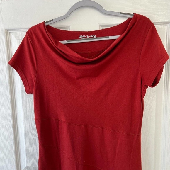 🌸🌸🌸 Royal Robbins Essential Dress Cowl Neck Stretch Orange Clay Size Medium - Picture 4 of 8